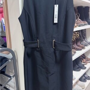 Tahari Black Midi Dress with Gold Accents